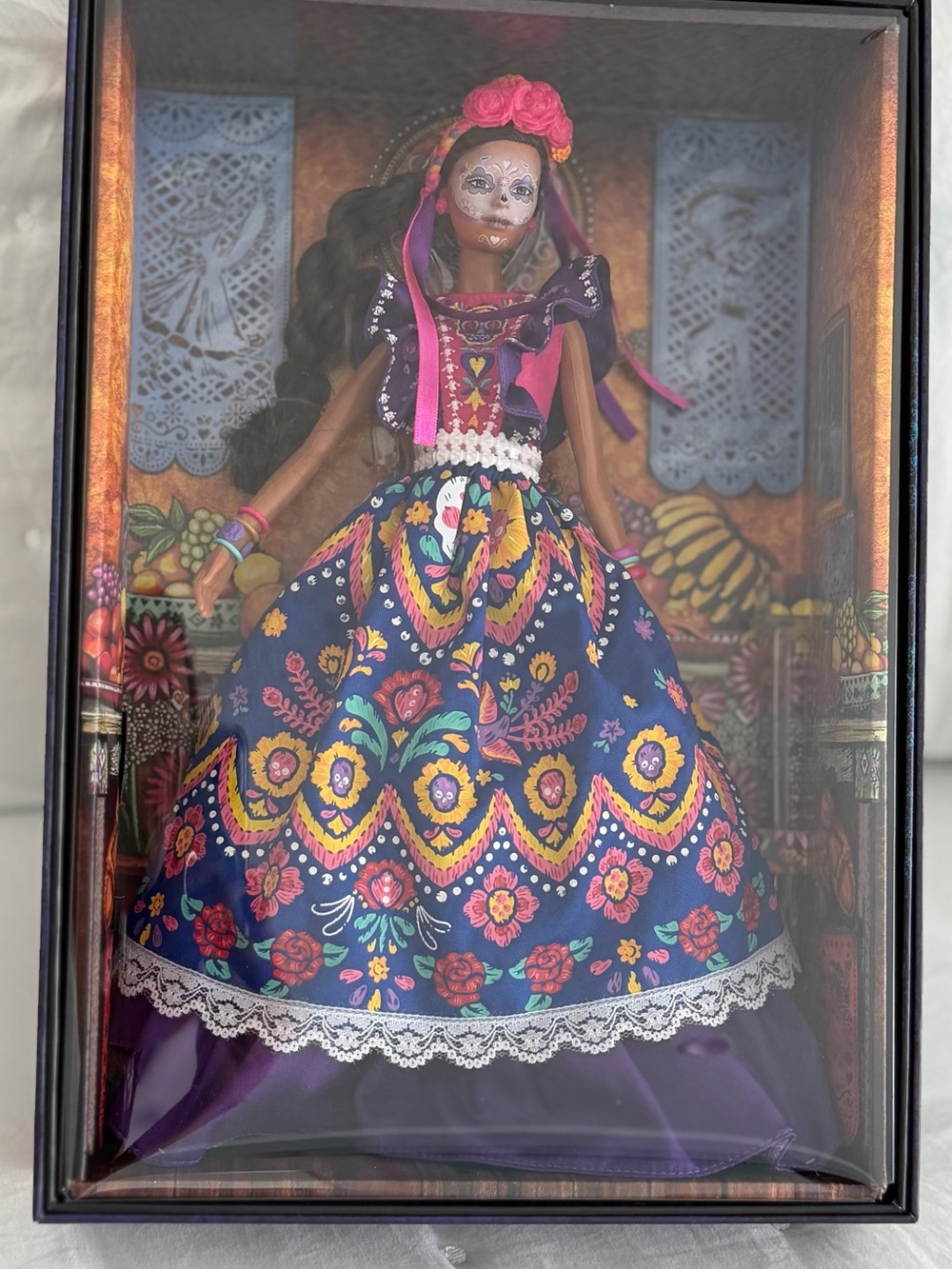 Barbie Day of the Dead Decorative Doll in Navy, Purple and Pink